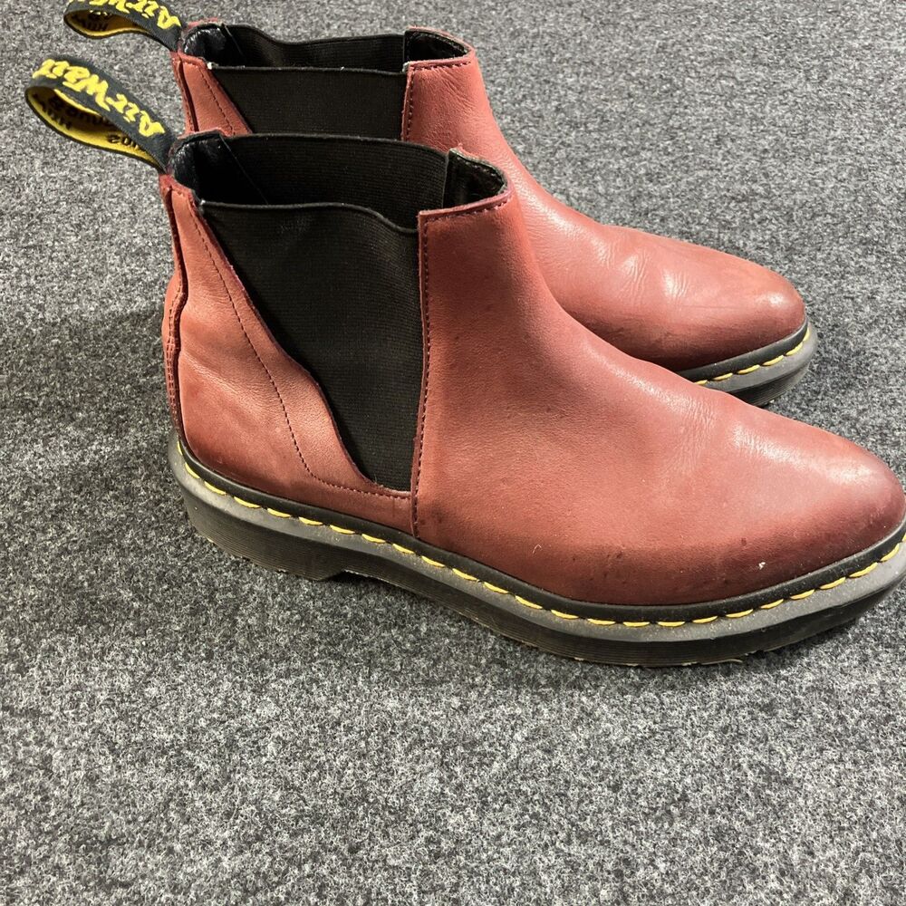 Dr. Martens Bianca Chelsea Boots Cherry Red Burgundy Leather Womens Size 7